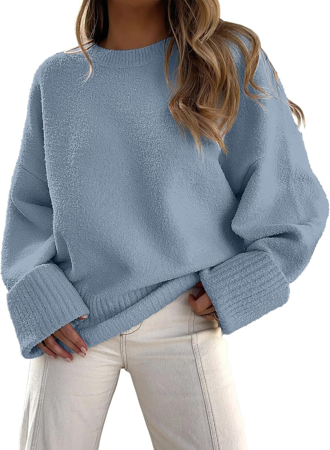 Women's Oversized Sweaters 2025 Long Sleeve Fuzzy Knit Casual Chunky Pullover Sweater Fall Outfits Clothes