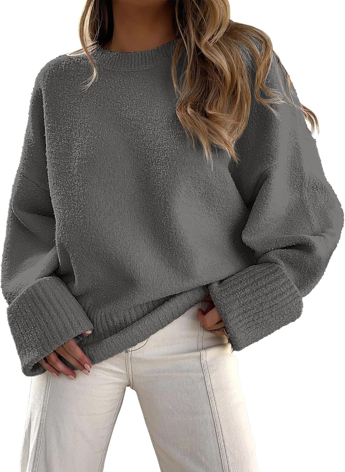 Women's Oversized Sweaters 2025 Long Sleeve Fuzzy Knit Casual Chunky Pullover Sweater Fall Outfits Clothes