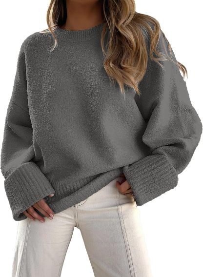 Women's Oversized Sweaters 2025 Long Sleeve Fuzzy Knit Casual Chunky Pullover Sweater Fall Outfits Clothes