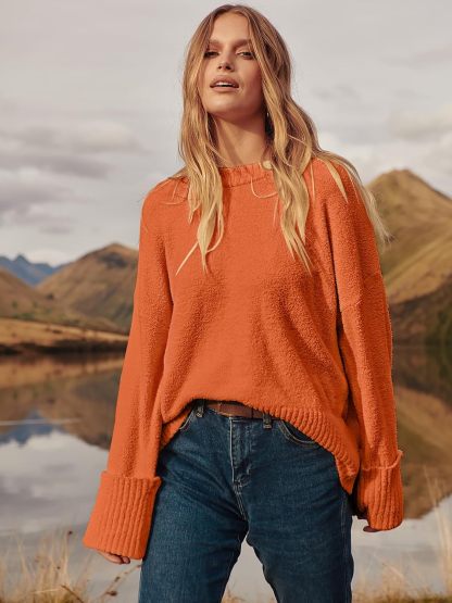 Women's Oversized Sweaters 2025 Long Sleeve Fuzzy Knit Casual Chunky Pullover Sweater Fall Outfits Clothes