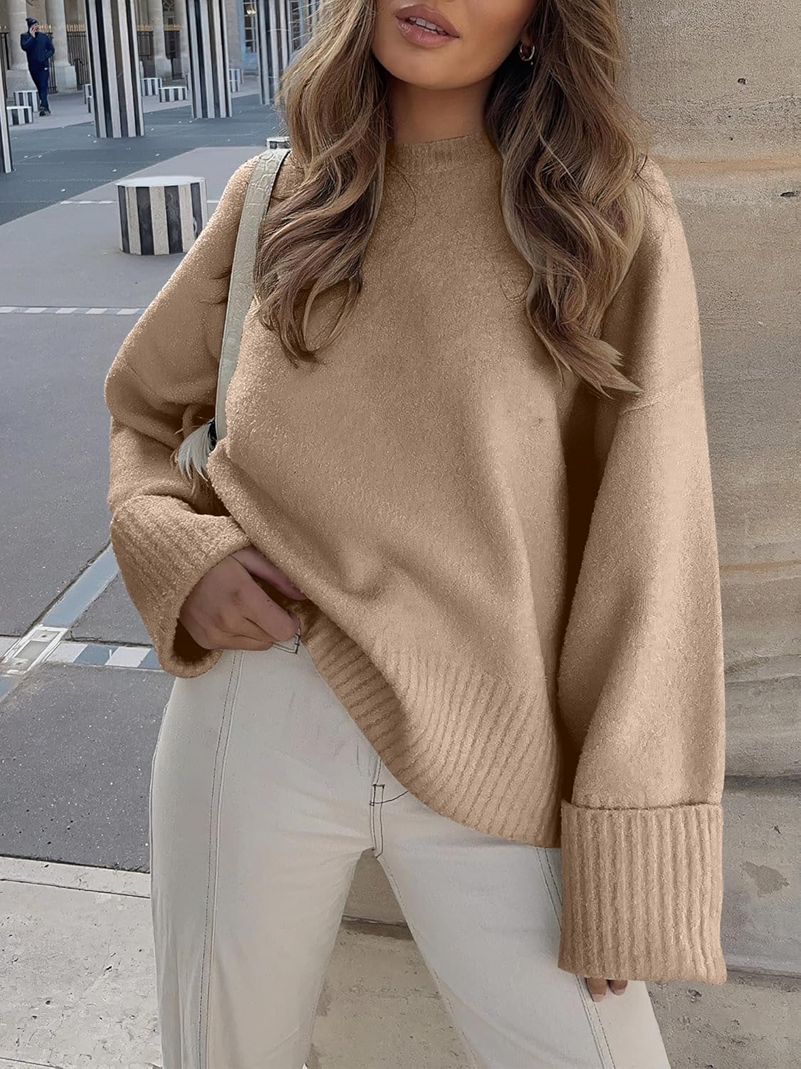 Women's Oversized Sweaters 2025 Long Sleeve Fuzzy Knit Casual Chunky Pullover Sweater Fall Outfits Clothes