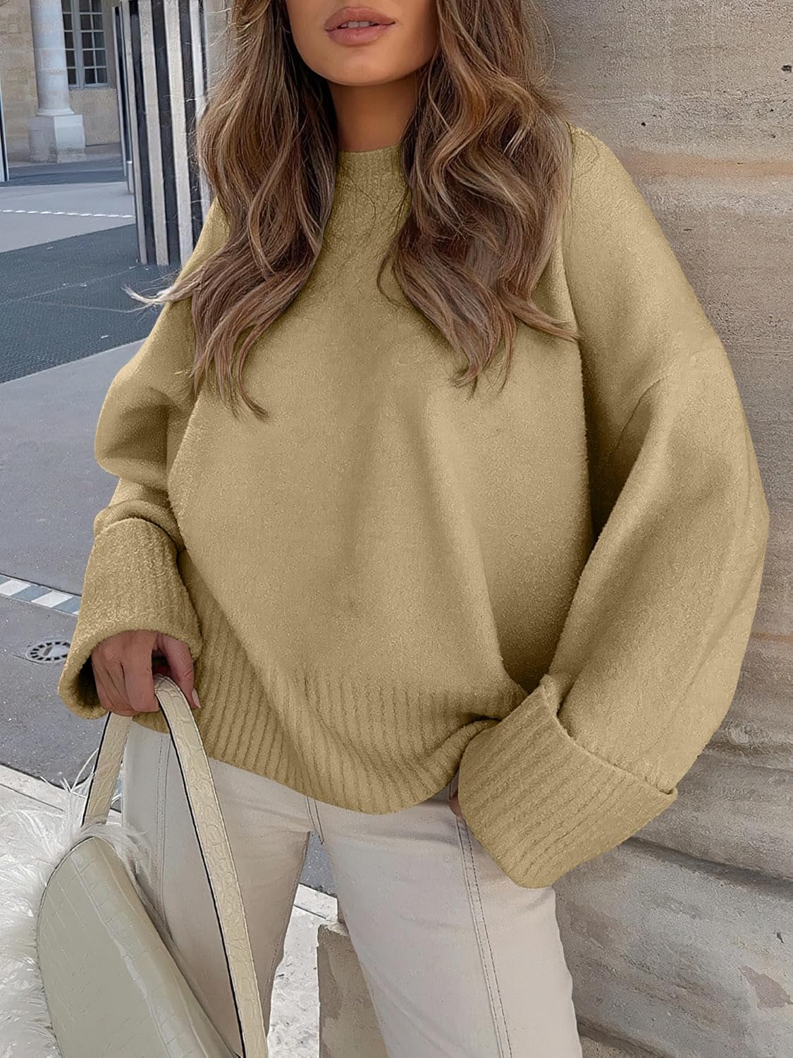 Women's Oversized Sweaters 2025 Long Sleeve Fuzzy Knit Casual Chunky Pullover Sweater Fall Outfits Clothes