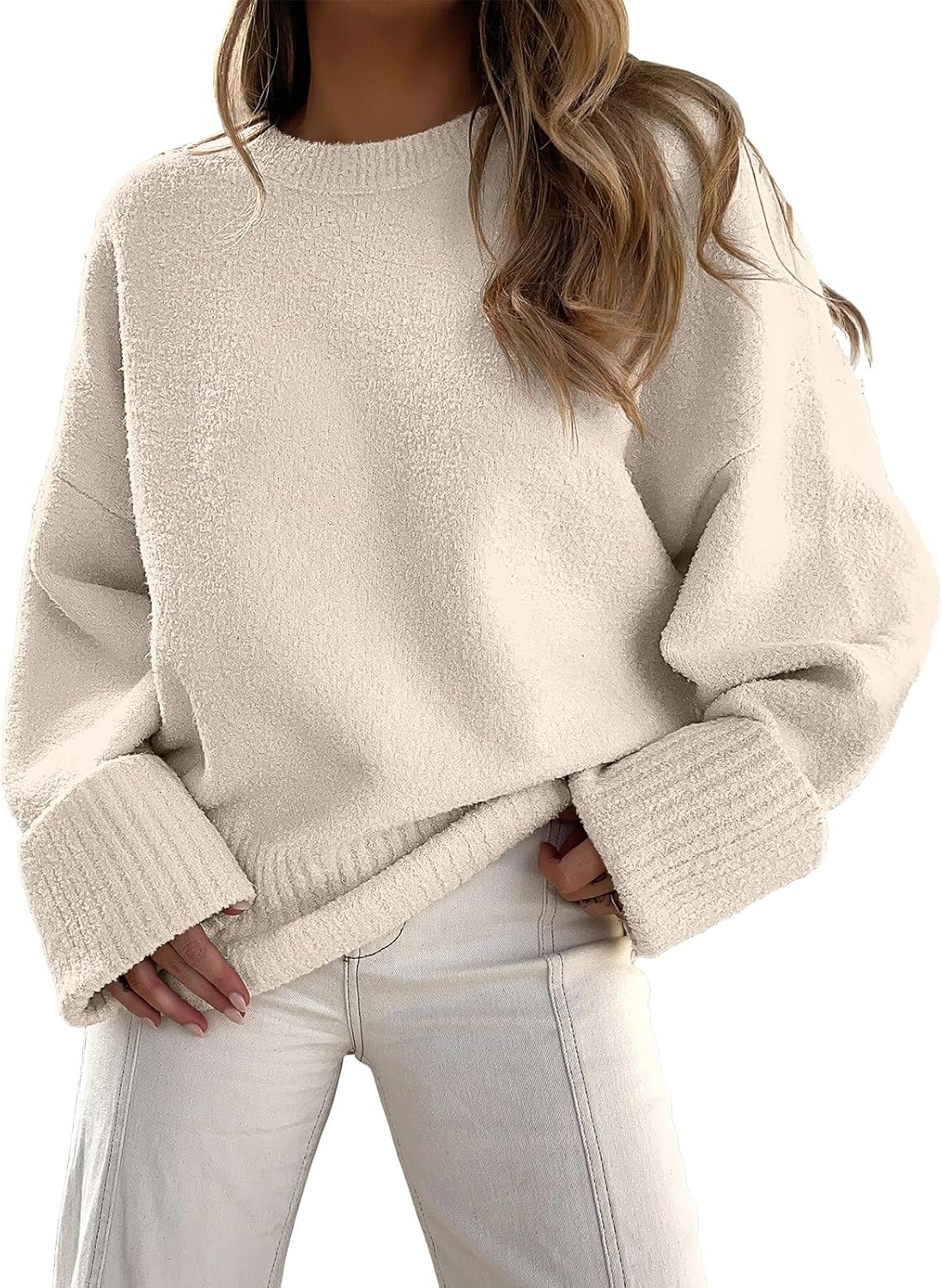 Women's Oversized Sweaters 2025 Long Sleeve Fuzzy Knit Casual Chunky Pullover Sweater Fall Outfits Clothes