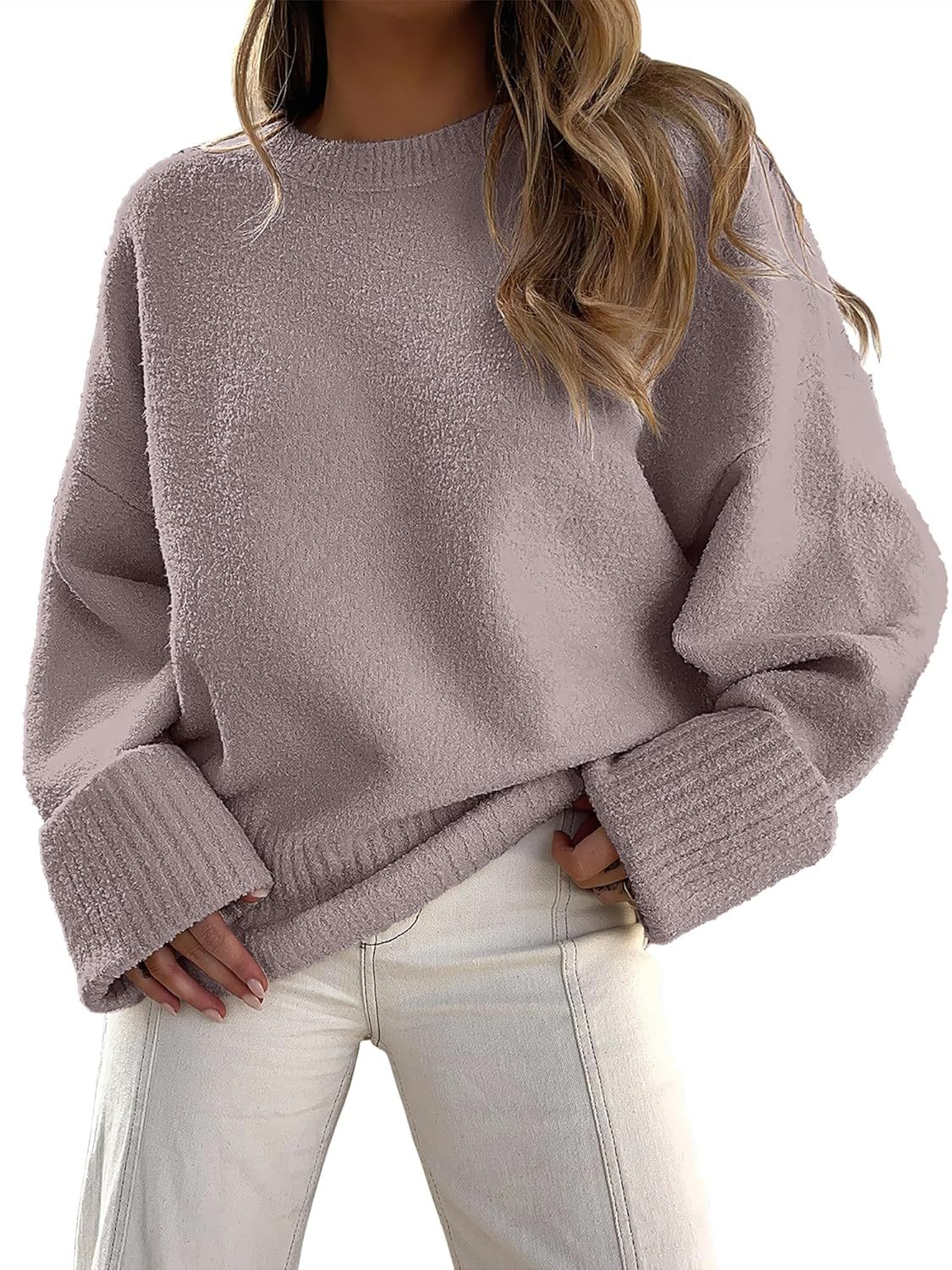 Women's Oversized Sweaters 2025 Long Sleeve Fuzzy Knit Casual Chunky Pullover Sweater Fall Outfits Clothes