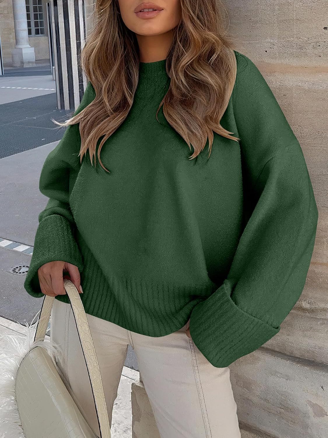 Women's Oversized Sweaters 2025 Long Sleeve Fuzzy Knit Casual Chunky Pullover Sweater Fall Outfits Clothes