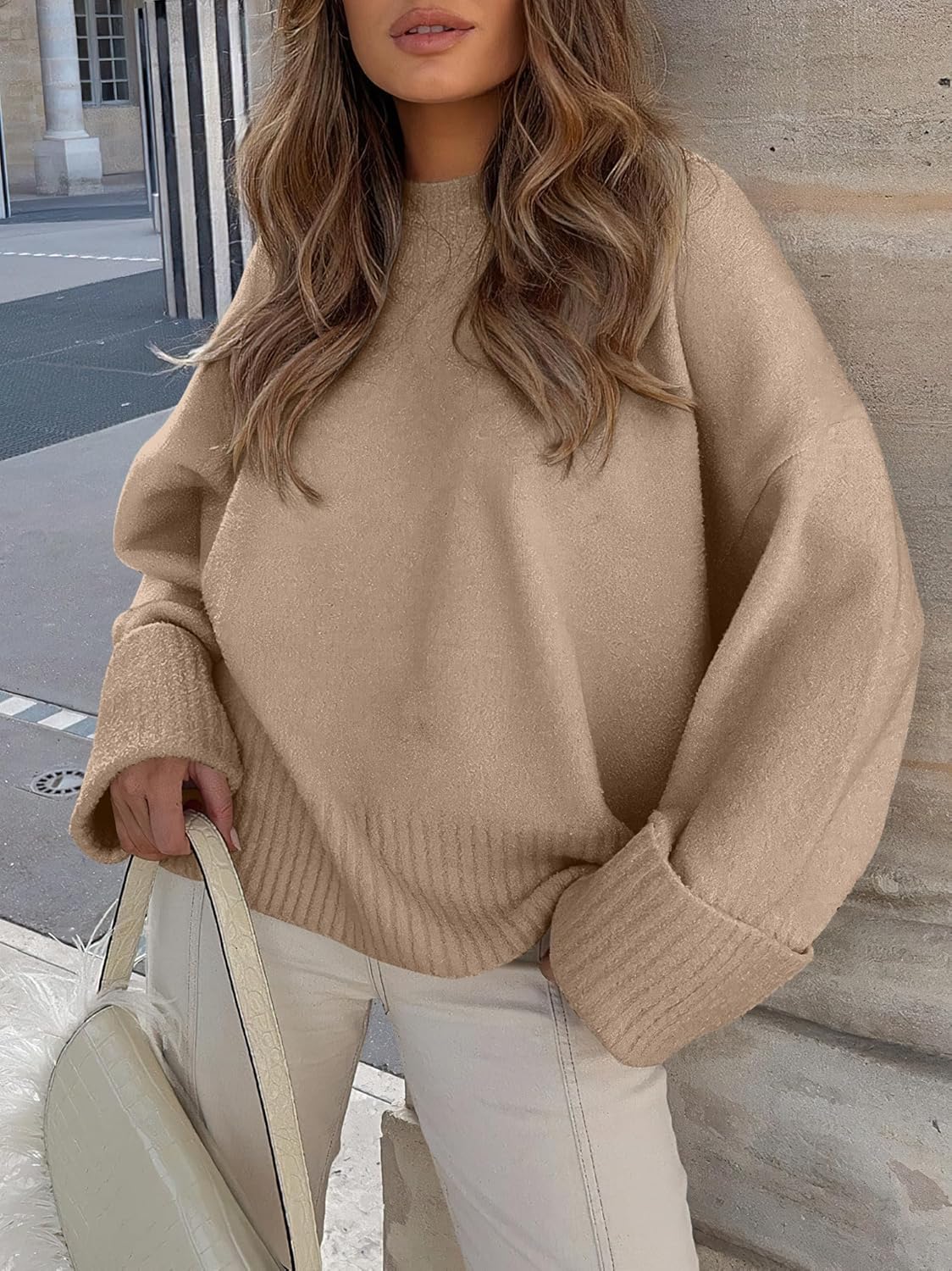 Women's Oversized Sweaters 2025 Long Sleeve Fuzzy Knit Casual Chunky Pullover Sweater Fall Outfits Clothes