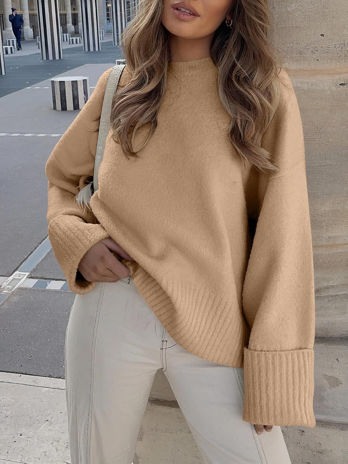 Women's Oversized Sweaters 2025 Long Sleeve Fuzzy Knit Casual Chunky Pullover Sweater Fall Outfits Clothes