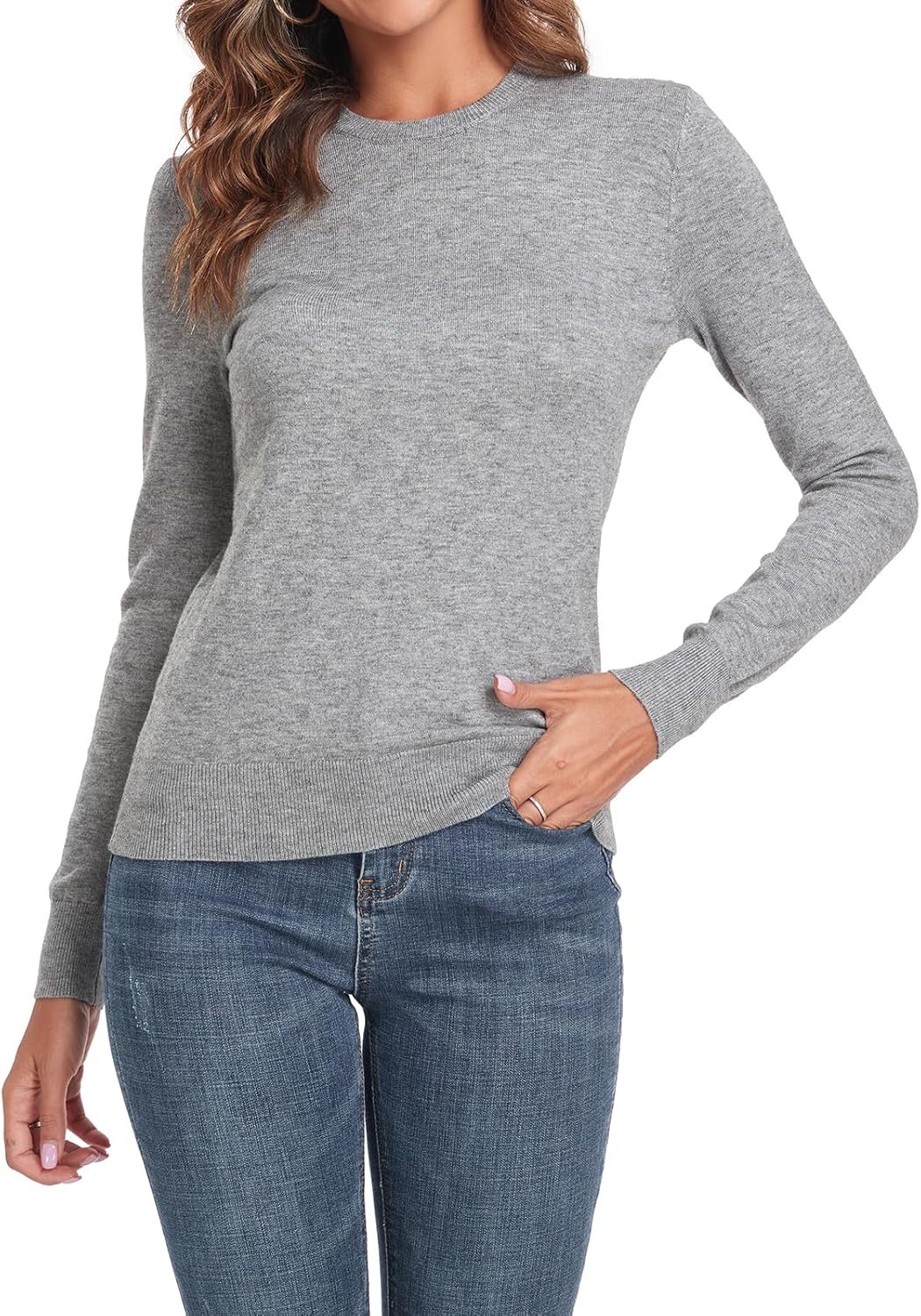 Women's Sweater 100% Cotton Long Sleeeve Pullover Sweater Soft Lightweight Knit Tops 