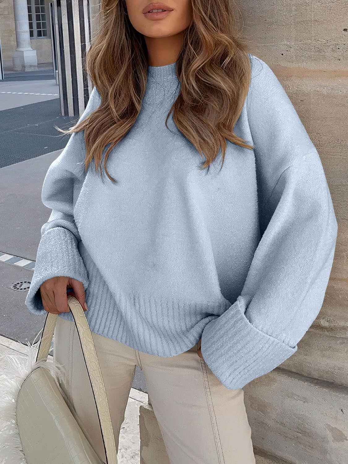 Women's Oversized Sweaters 2025 Long Sleeve Fuzzy Knit Casual Chunky Pullover Sweater Fall Outfits Clothes