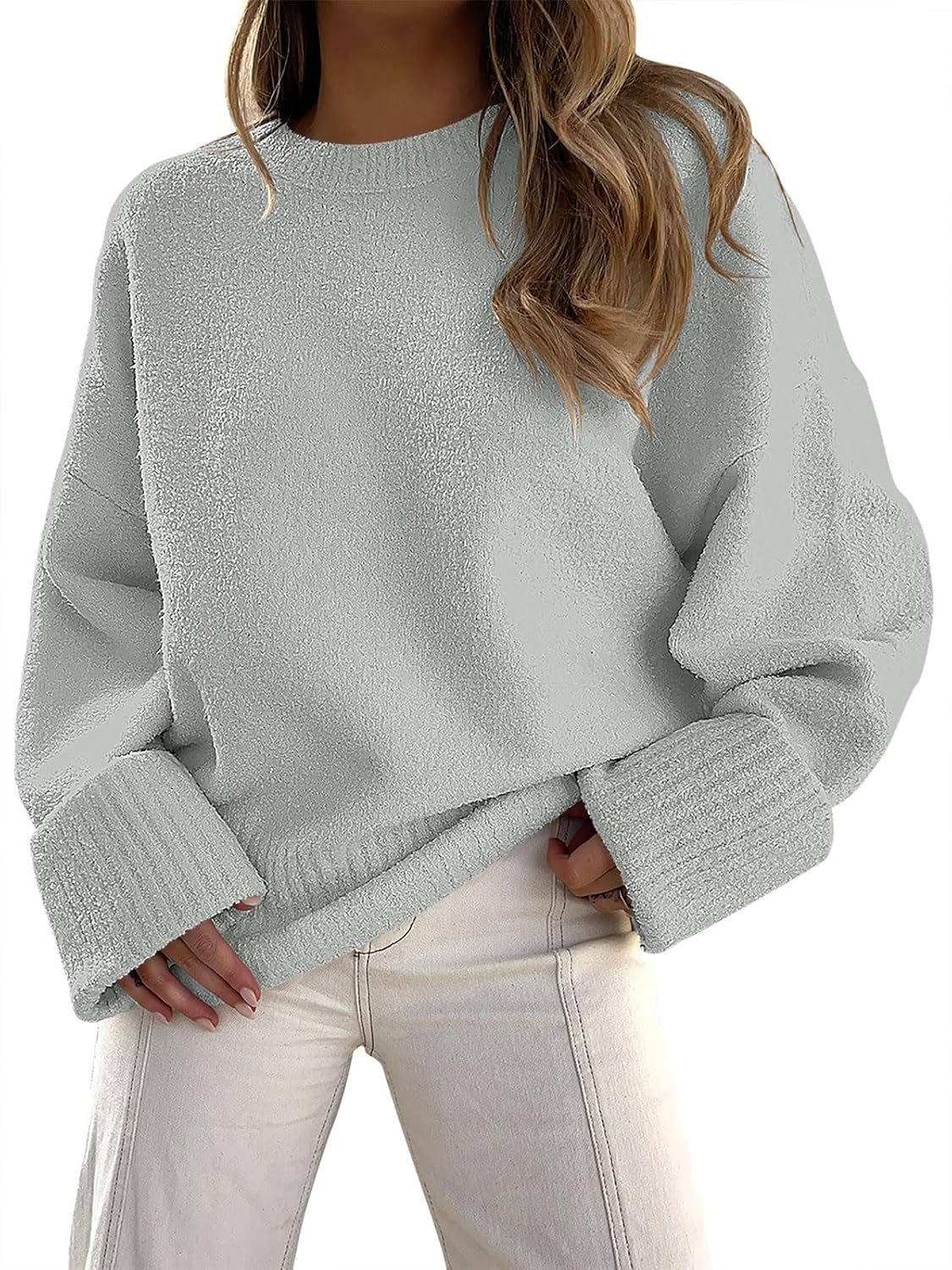 Women's Oversized Sweaters 2025 Long Sleeve Fuzzy Knit Casual Chunky Pullover Sweater Fall Outfits Clothes