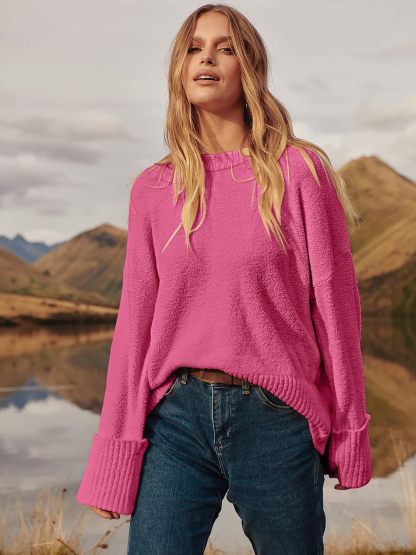 Women's Oversized Sweaters 2025 Long Sleeve Fuzzy Knit Casual Chunky Pullover Sweater Fall Outfits Clothes