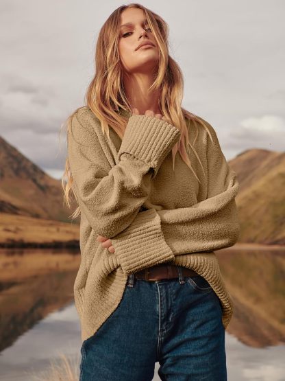 Women's Oversized Sweaters 2025 Long Sleeve Fuzzy Knit Casual Chunky Pullover Sweater Fall Outfits Clothes