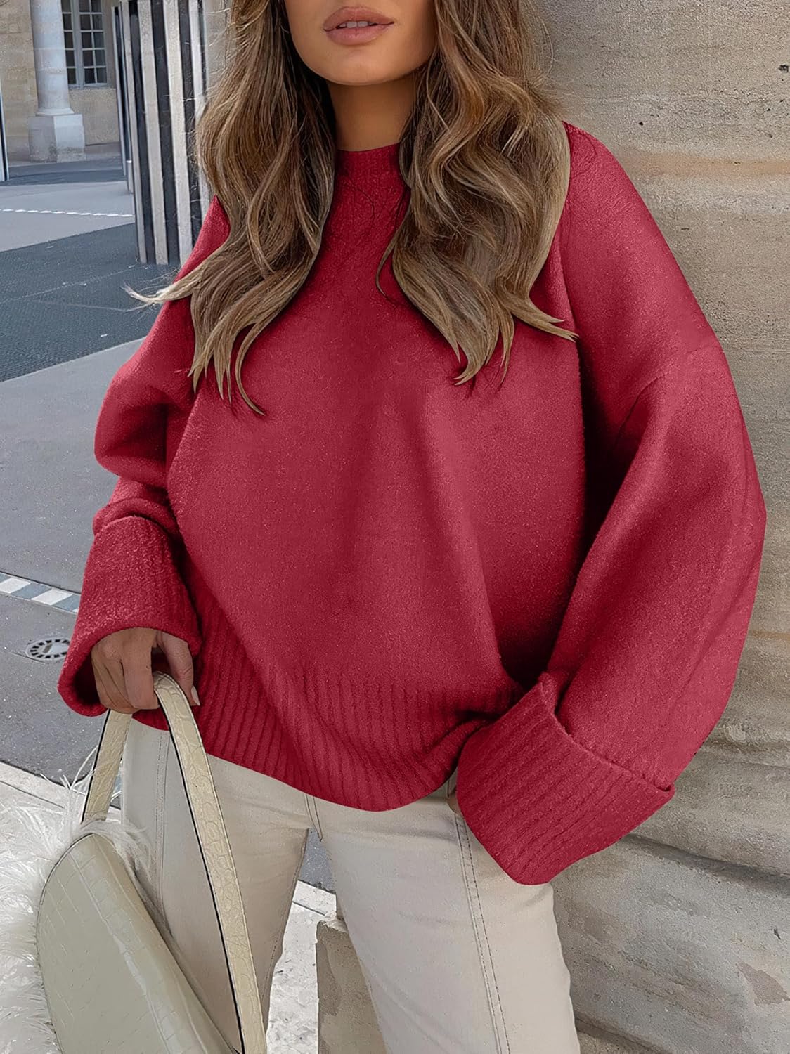 Women's Oversized Sweaters 2025 Long Sleeve Fuzzy Knit Casual Chunky Pullover Sweater Fall Outfits Clothes