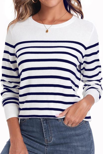 Women's Sweater 100% Cotton Long Sleeeve Pullover Sweater Soft Lightweight Knit Tops 