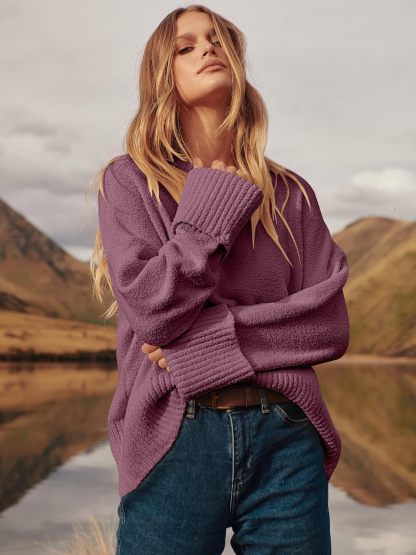 Women's Oversized Sweaters 2025 Long Sleeve Fuzzy Knit Casual Chunky Pullover Sweater Fall Outfits Clothes