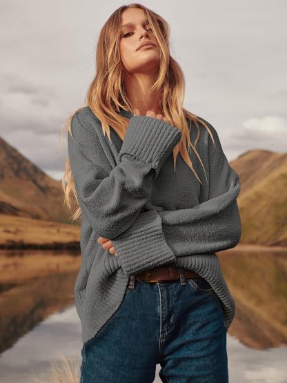 Women's Oversized Sweaters 2025 Long Sleeve Fuzzy Knit Casual Chunky Pullover Sweater Fall Outfits Clothes