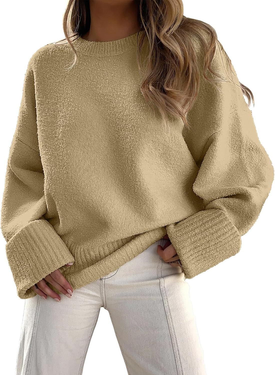 Women's Oversized Sweaters 2025 Long Sleeve Fuzzy Knit Casual Chunky Pullover Sweater Fall Outfits Clothes