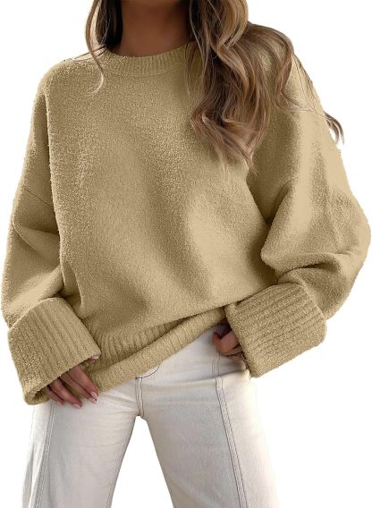Women's Oversized Sweaters 2025 Long Sleeve Fuzzy Knit Casual Chunky Pullover Sweater Fall Outfits Clothes