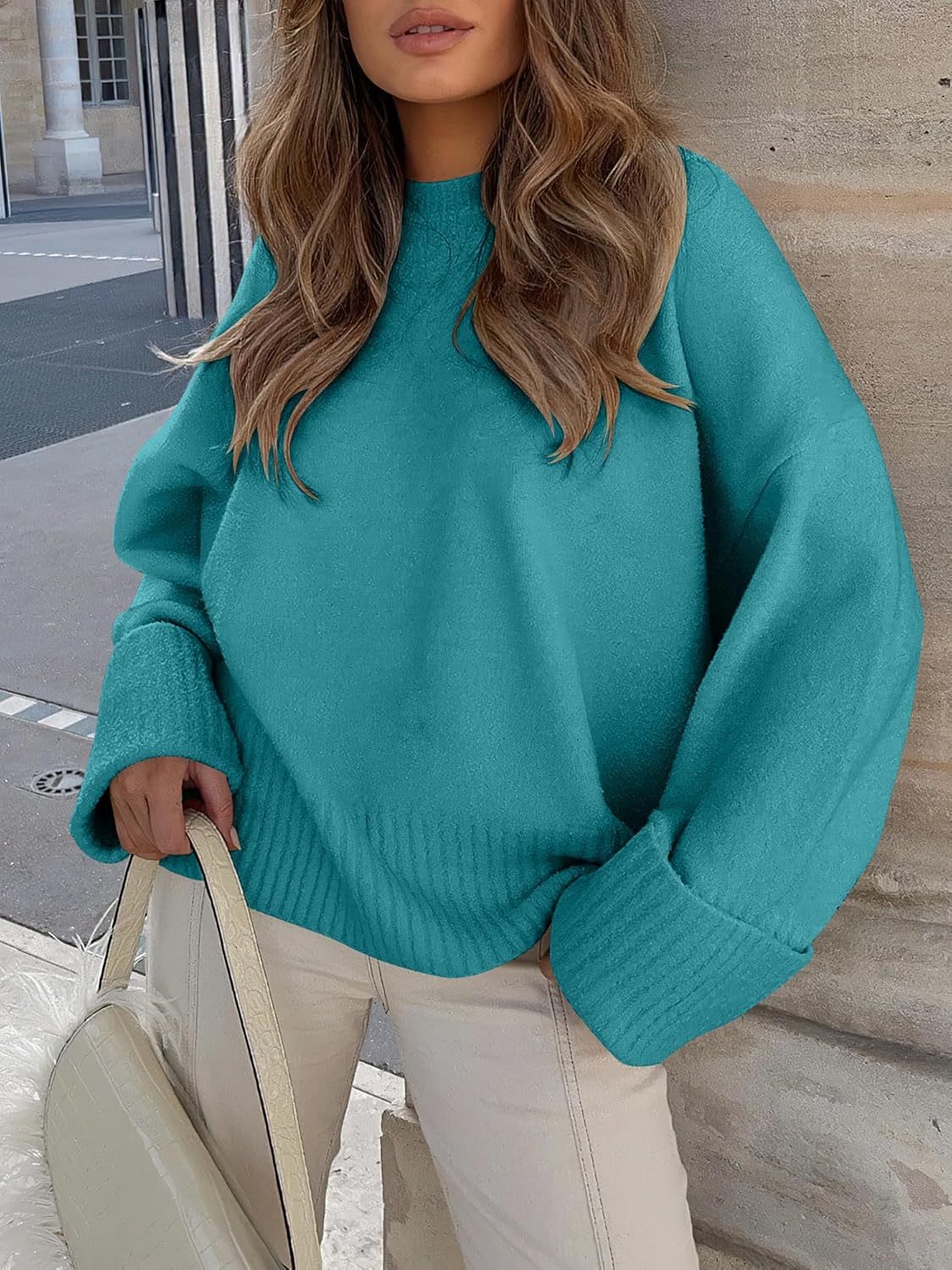 Women's Oversized Sweaters 2025 Long Sleeve Fuzzy Knit Casual Chunky Pullover Sweater Fall Outfits Clothes