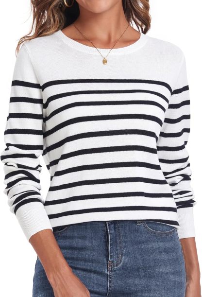 Women's Sweater 100% Cotton Long Sleeeve Pullover Sweater Soft Lightweight Knit Tops 