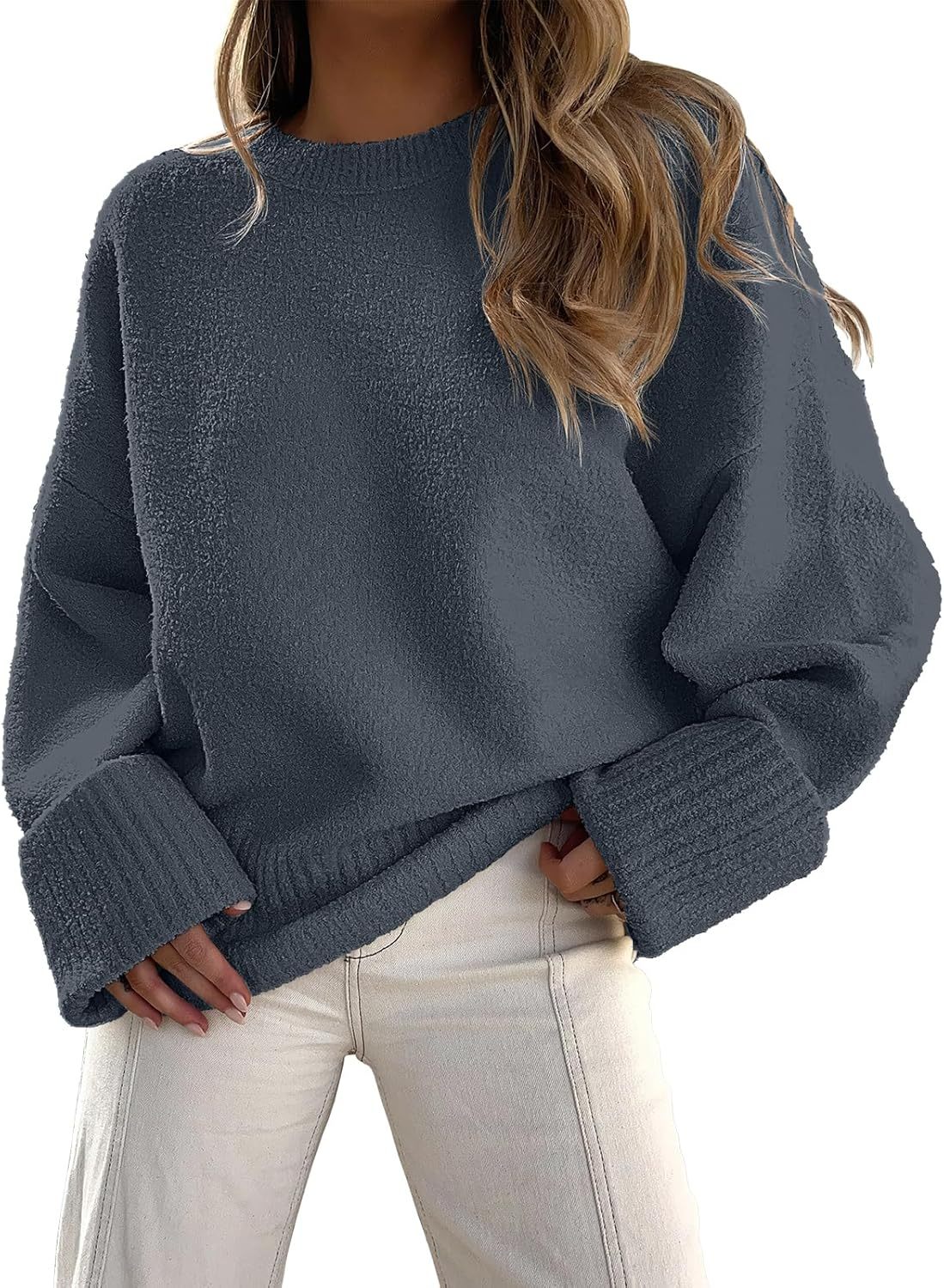 Women's Oversized Sweaters 2025 Long Sleeve Fuzzy Knit Casual Chunky Pullover Sweater Fall Outfits Clothes