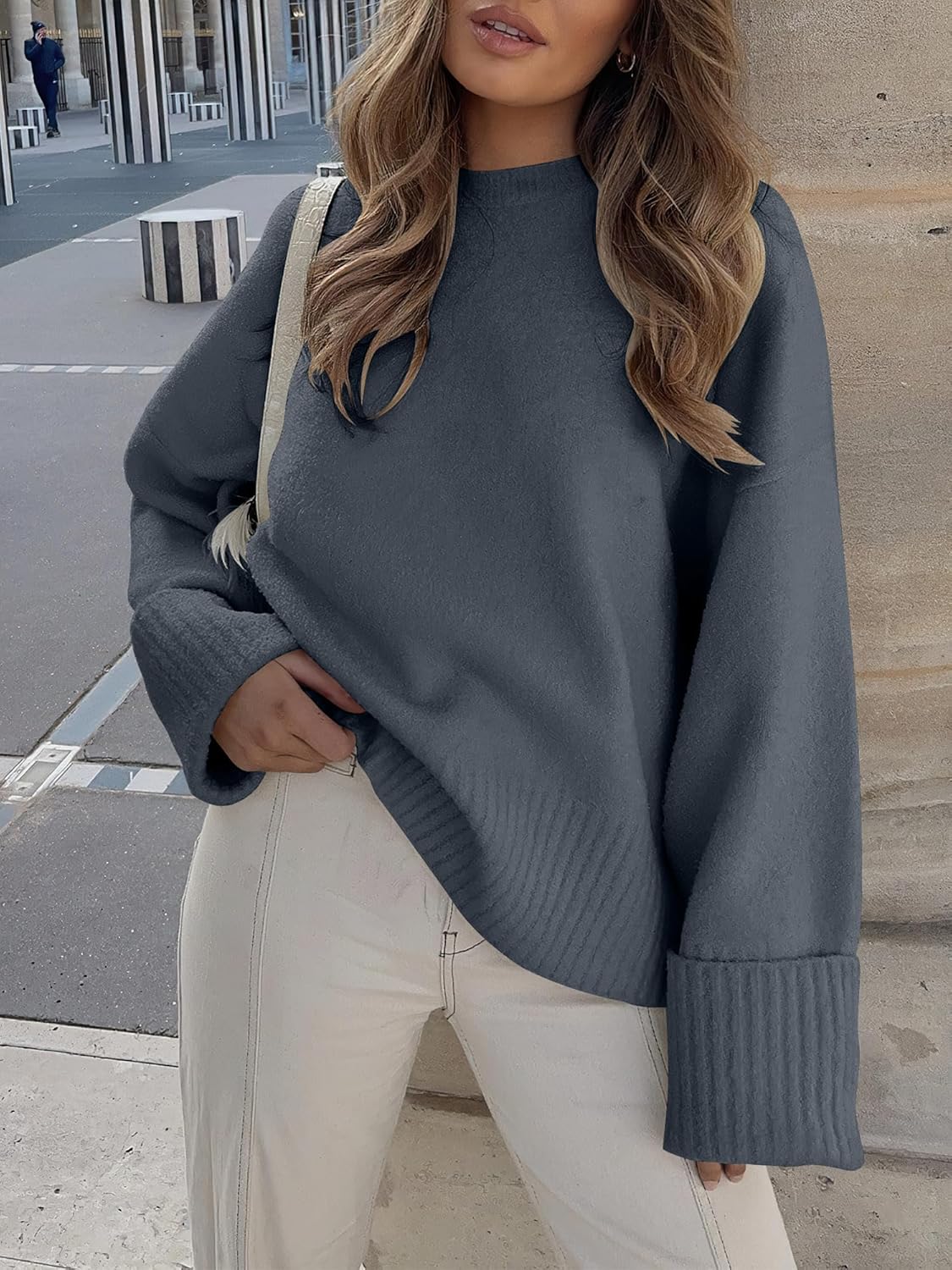 Women's Oversized Sweaters 2025 Long Sleeve Fuzzy Knit Casual Chunky Pullover Sweater Fall Outfits Clothes