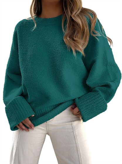Women's Oversized Sweaters 2025 Long Sleeve Fuzzy Knit Casual Chunky Pullover Sweater Fall Outfits Clothes