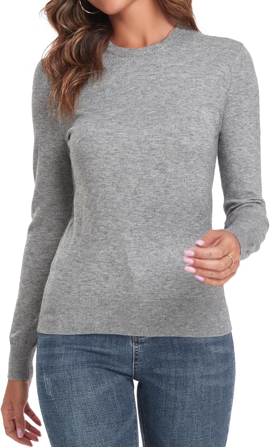 Women's Sweater 100% Cotton Long Sleeeve Pullover Sweater Soft Lightweight Knit Tops 