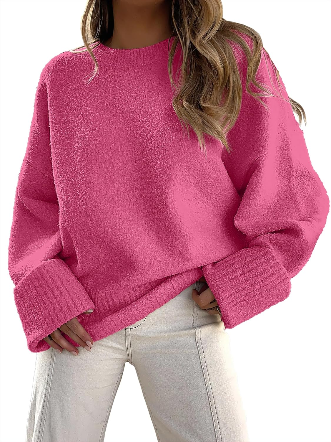 Women's Oversized Sweaters 2025 Long Sleeve Fuzzy Knit Casual Chunky Pullover Sweater Fall Outfits Clothes