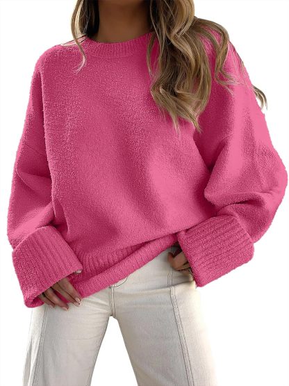 Women's Oversized Sweaters 2025 Long Sleeve Fuzzy Knit Casual Chunky Pullover Sweater Fall Outfits Clothes