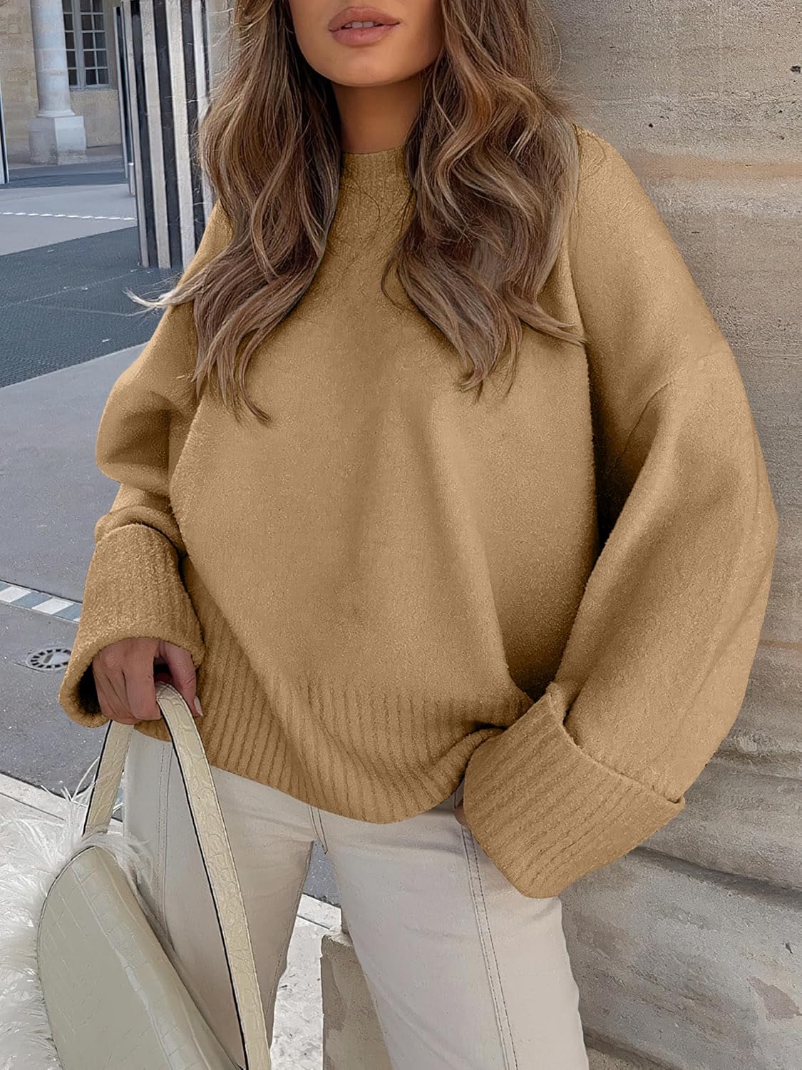 Women's Oversized Sweaters 2025 Long Sleeve Fuzzy Knit Casual Chunky Pullover Sweater Fall Outfits Clothes