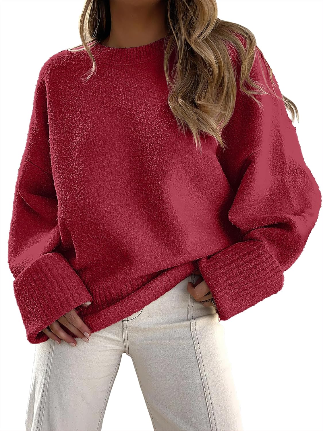 Women's Oversized Sweaters 2025 Long Sleeve Fuzzy Knit Casual Chunky Pullover Sweater Fall Outfits Clothes