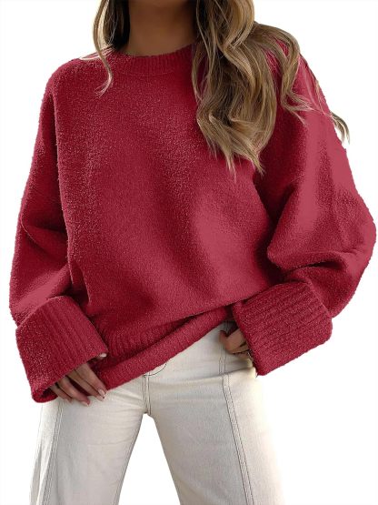 Women's Oversized Sweaters 2025 Long Sleeve Fuzzy Knit Casual Chunky Pullover Sweater Fall Outfits Clothes