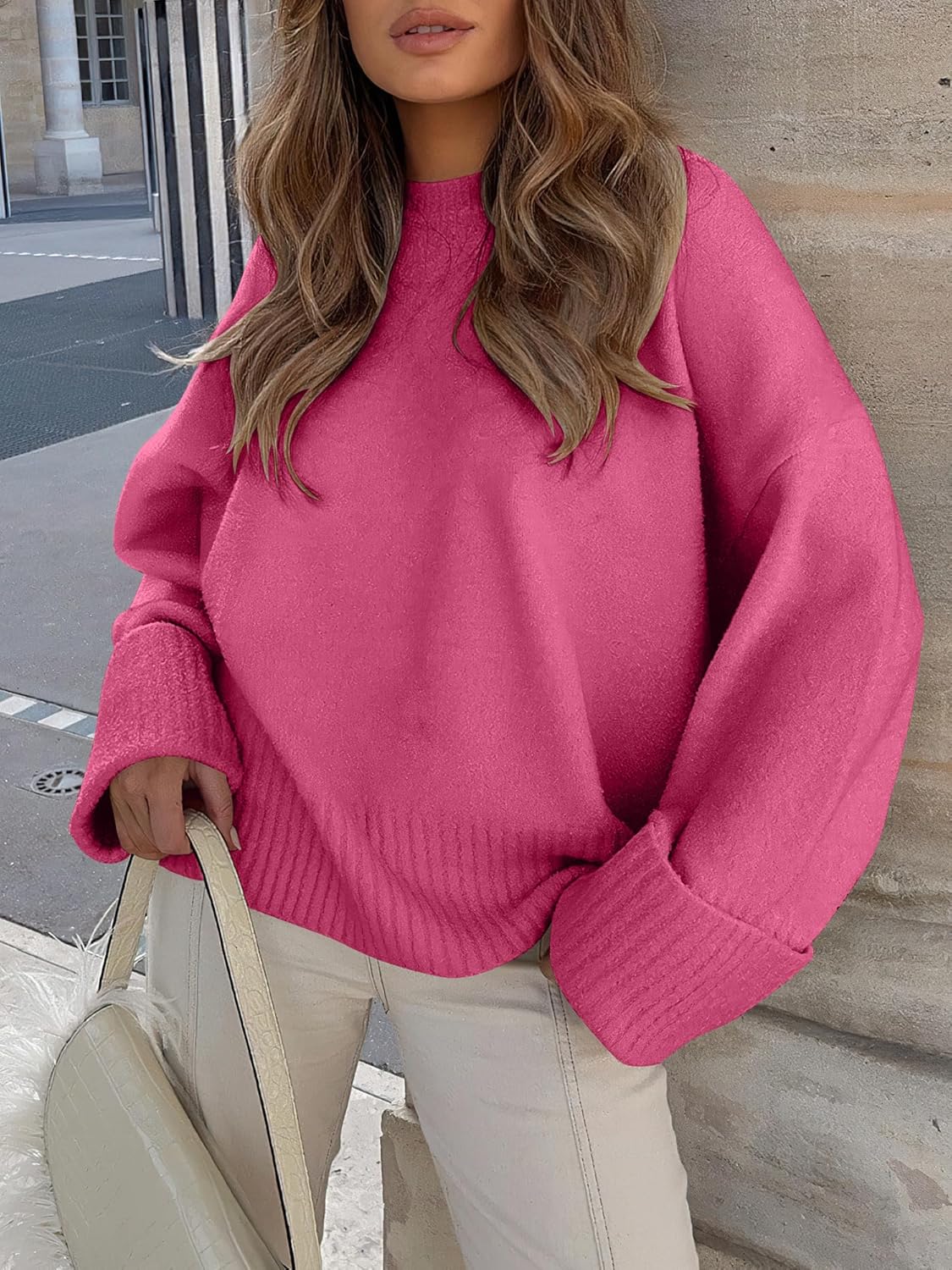 Women's Oversized Sweaters 2025 Long Sleeve Fuzzy Knit Casual Chunky Pullover Sweater Fall Outfits Clothes