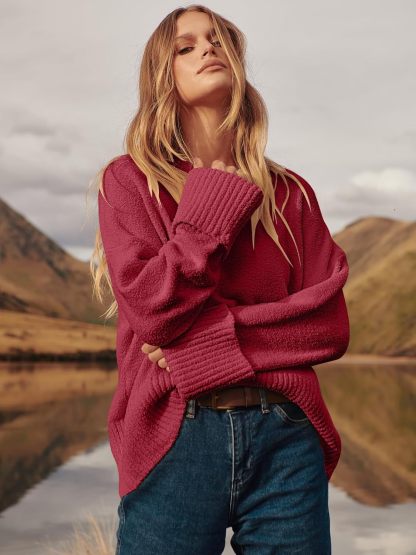 Women's Oversized Sweaters 2025 Long Sleeve Fuzzy Knit Casual Chunky Pullover Sweater Fall Outfits Clothes