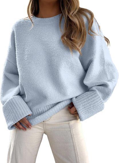 Women's Oversized Sweaters 2025 Long Sleeve Fuzzy Knit Casual Chunky Pullover Sweater Fall Outfits Clothes
