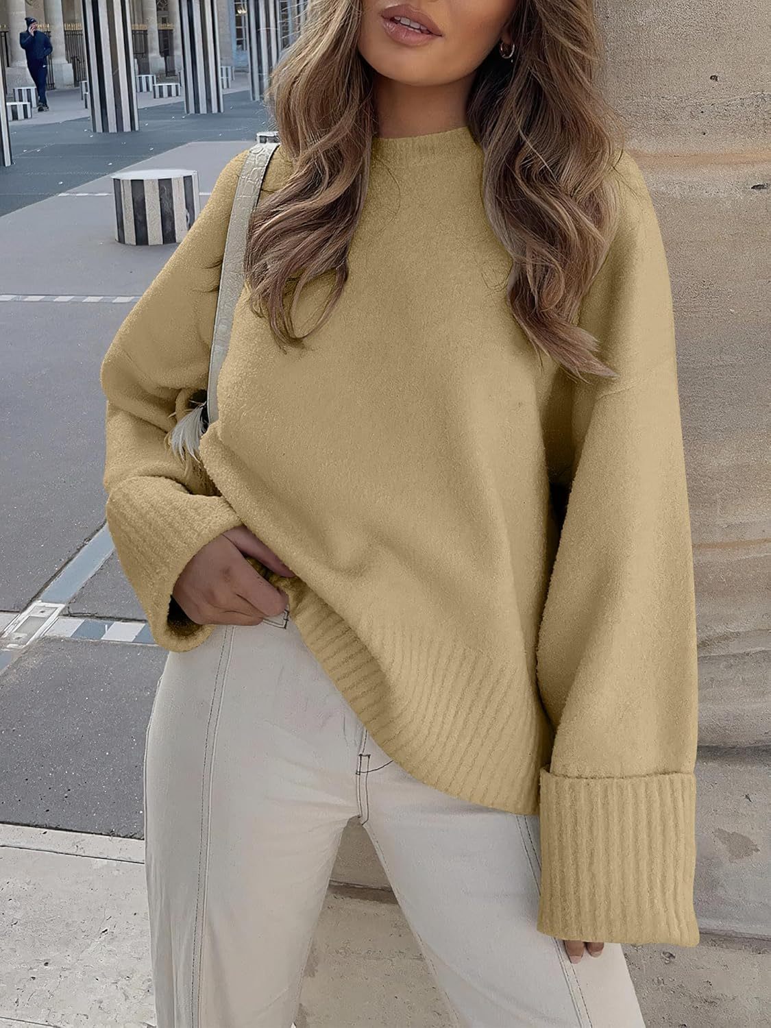 Women's Oversized Sweaters 2025 Long Sleeve Fuzzy Knit Casual Chunky Pullover Sweater Fall Outfits Clothes