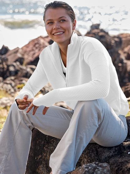 Womens Long Sleeve Quarter Zip Pullover Sweater Casual Loose V Neck Collared Ribbed Knit Jumper Tops Thumb Hole