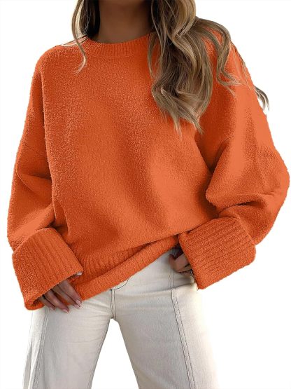 Women's Oversized Sweaters 2025 Long Sleeve Fuzzy Knit Casual Chunky Pullover Sweater Fall Outfits Clothes
