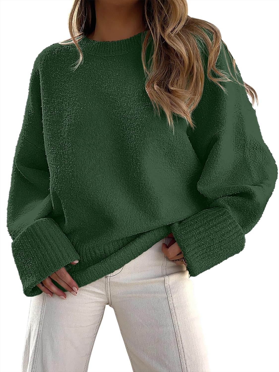 Women's Oversized Sweaters 2025 Long Sleeve Fuzzy Knit Casual Chunky Pullover Sweater Fall Outfits Clothes
