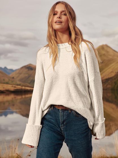 Women's Oversized Sweaters 2025 Long Sleeve Fuzzy Knit Casual Chunky Pullover Sweater Fall Outfits Clothes