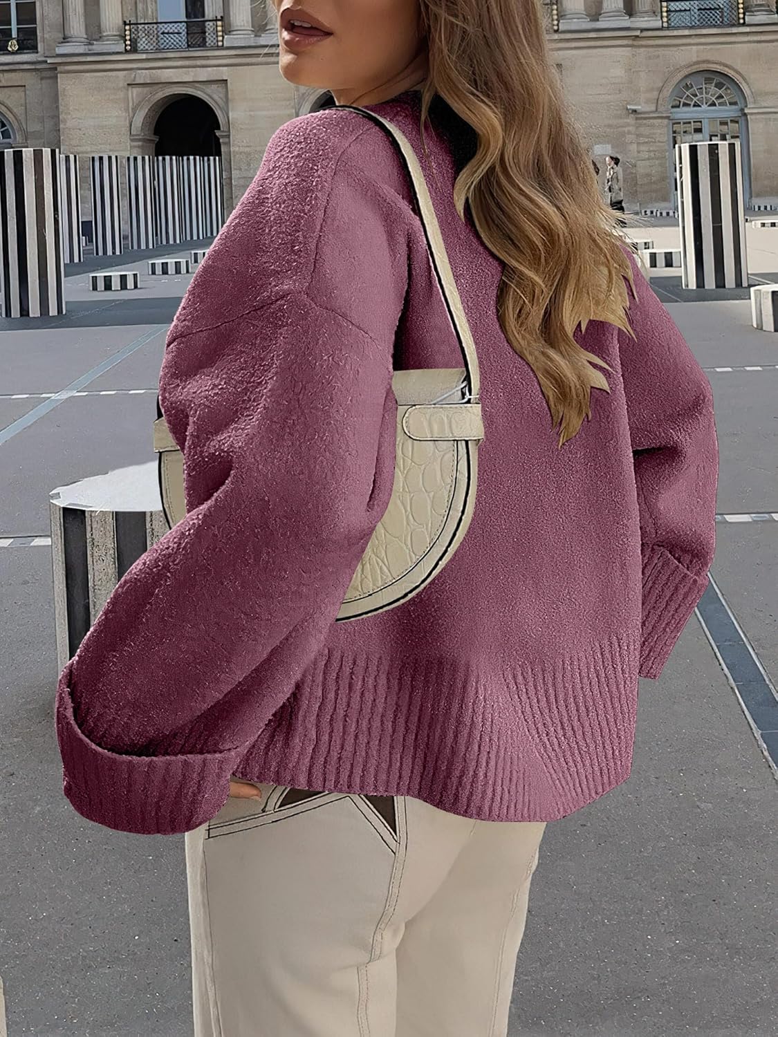 Women's Oversized Sweaters 2025 Long Sleeve Fuzzy Knit Casual Chunky Pullover Sweater Fall Outfits Clothes