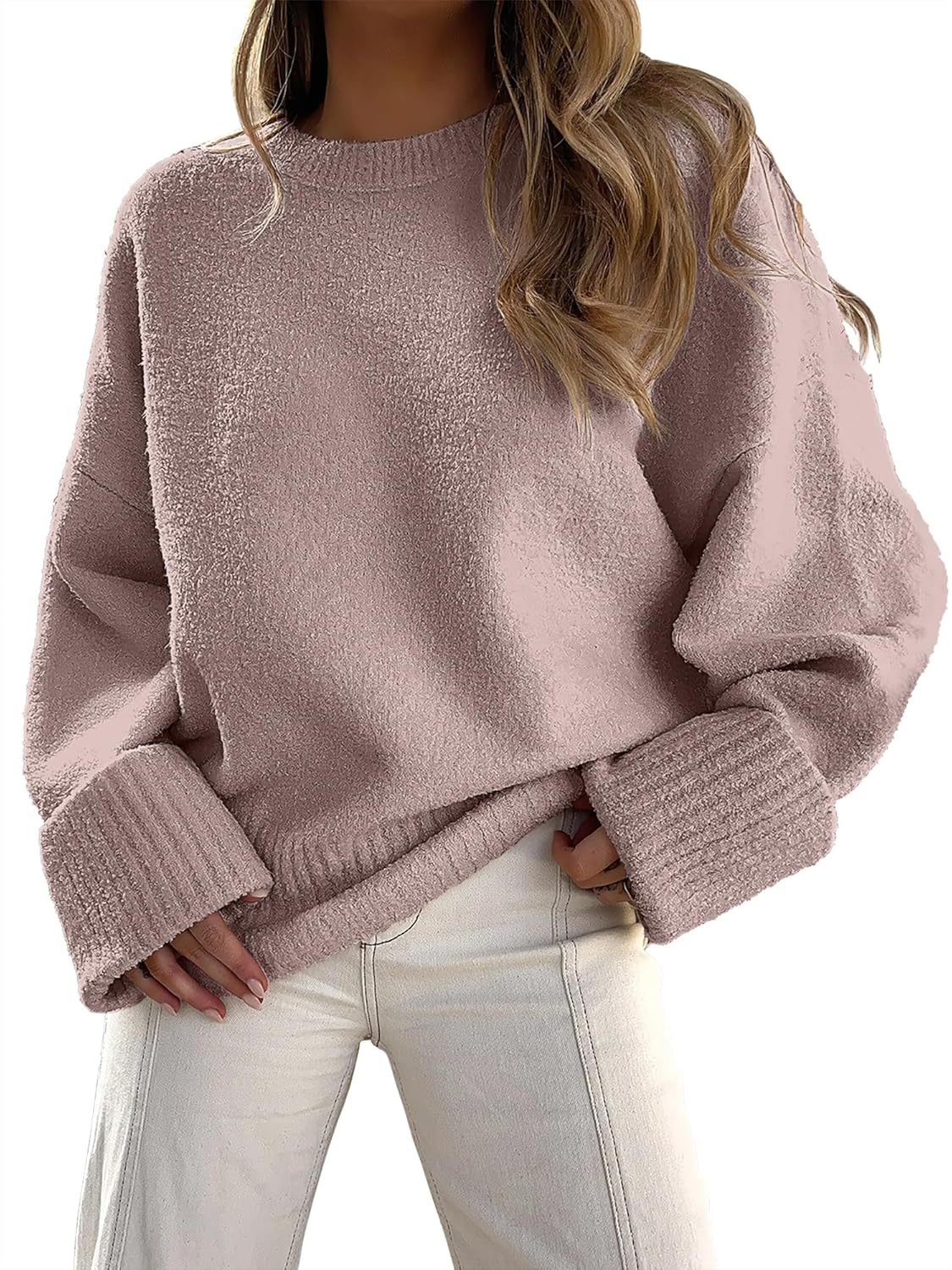 Women's Oversized Sweaters 2025 Long Sleeve Fuzzy Knit Casual Chunky Pullover Sweater Fall Outfits Clothes