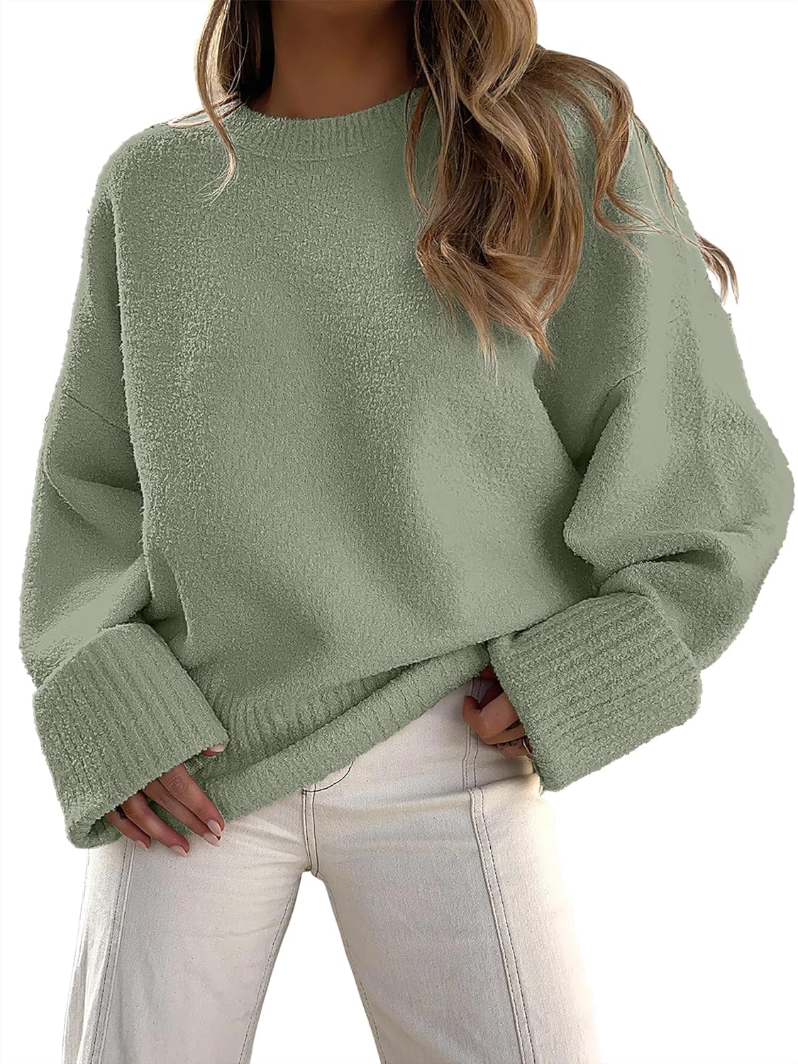Women's Oversized Sweaters 2025 Long Sleeve Fuzzy Knit Casual Chunky Pullover Sweater Fall Outfits Clothes