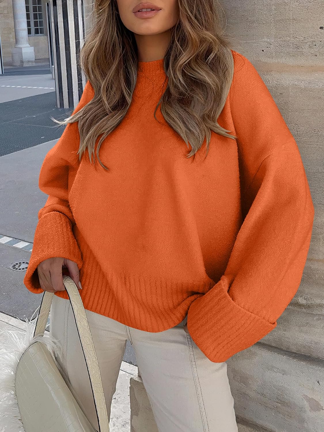 Women's Oversized Sweaters 2025 Long Sleeve Fuzzy Knit Casual Chunky Pullover Sweater Fall Outfits Clothes