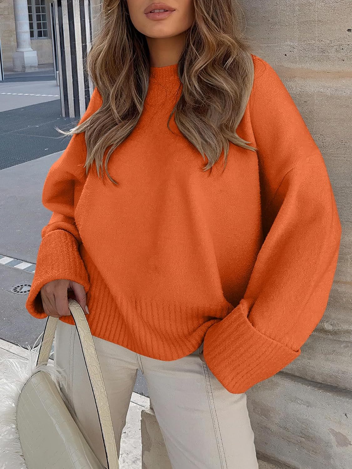 Women's Oversized Sweaters 2025 Long Sleeve Fuzzy Knit Casual Chunky Pullover Sweater Fall Outfits Clothes