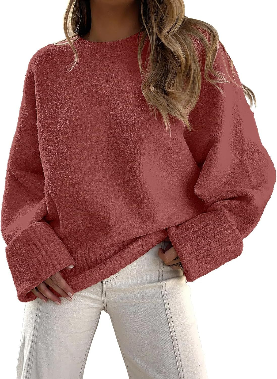 Women's Oversized Sweaters 2025 Long Sleeve Fuzzy Knit Casual Chunky Pullover Sweater Fall Outfits Clothes