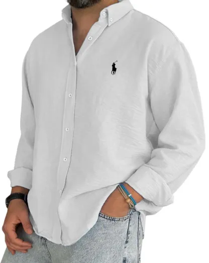 Men's Linen Cotton Button Down Shirt