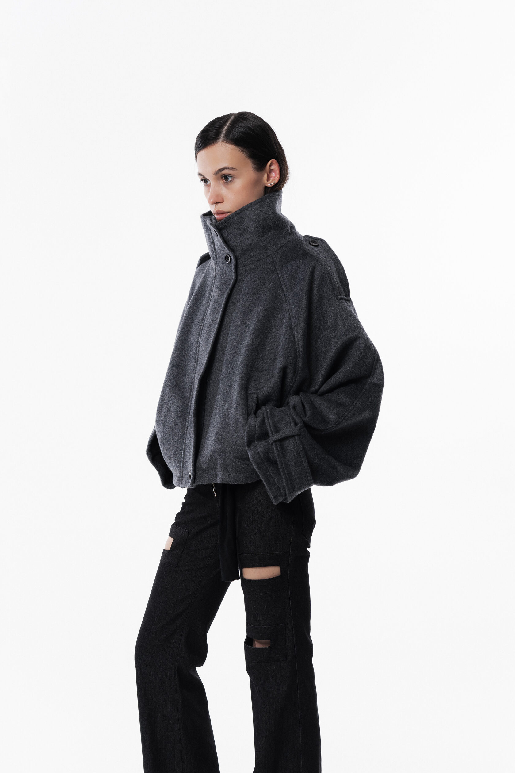Wool High collar coat