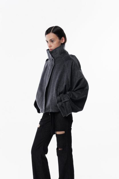 Wool High collar coat